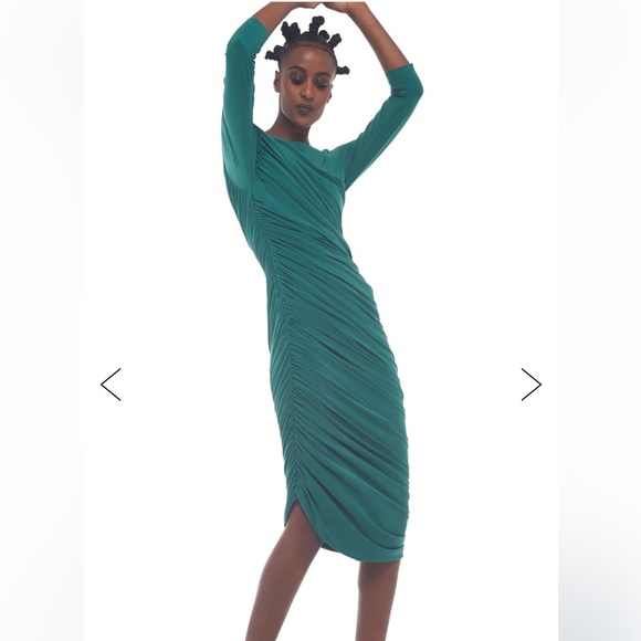 Norma Kamali Women's Green Long Sleeve Diana Gown - Picture 3 of 15